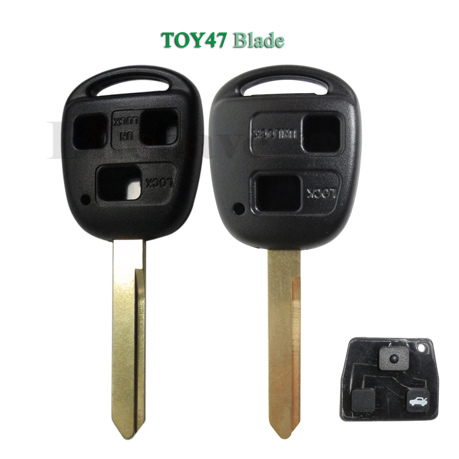 

jingyuqin 10pcs For Toyota Yaris Avensis FOB 2/3 Buttons Remote Car Key Shell Case With Toy47 Blade Replacement