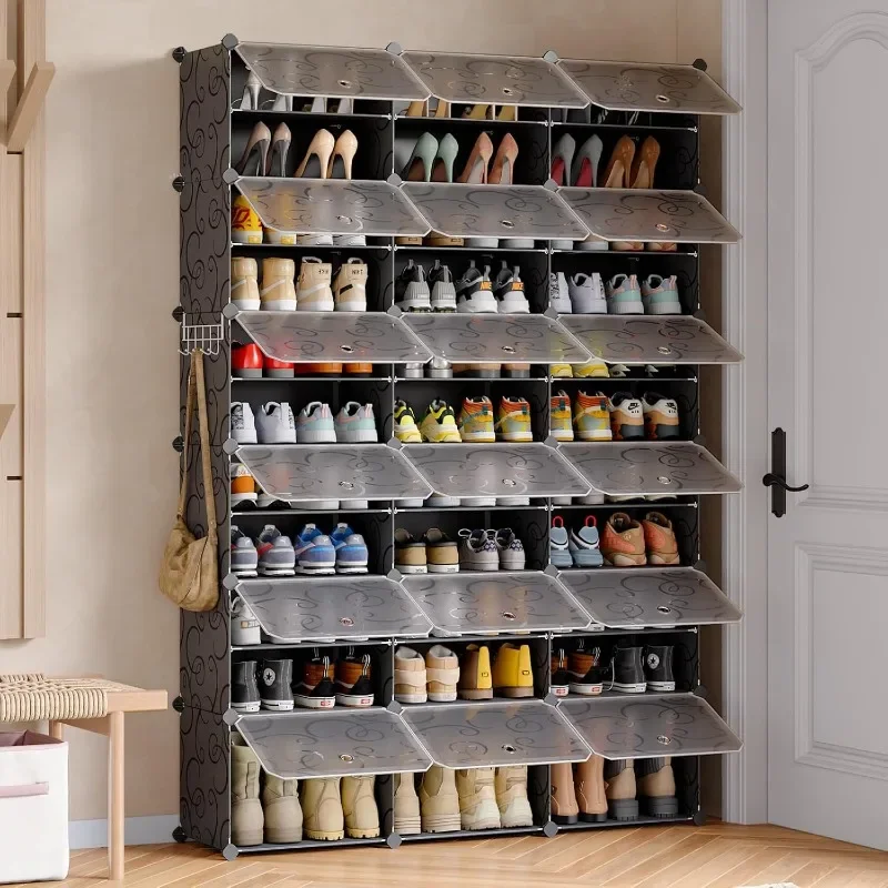 

Shoe Storage Organizer Cabinet,Portable Shoe Rack Organizer with Door,Large DIY Plastic Detachable Shoes Shelves for Entryway,