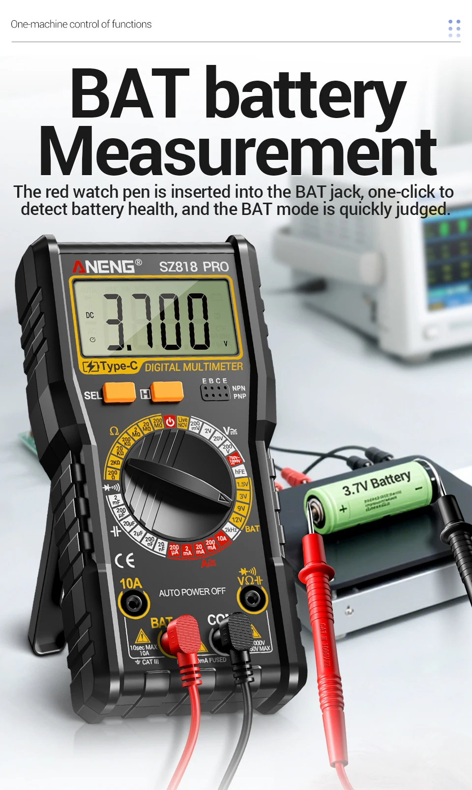 ANENG Digital Multimeters Rechargeable SZ818 Professional AC/DC Voltage NCV Ammeter Voltmeter HFE Triode Capacitor Test Tools