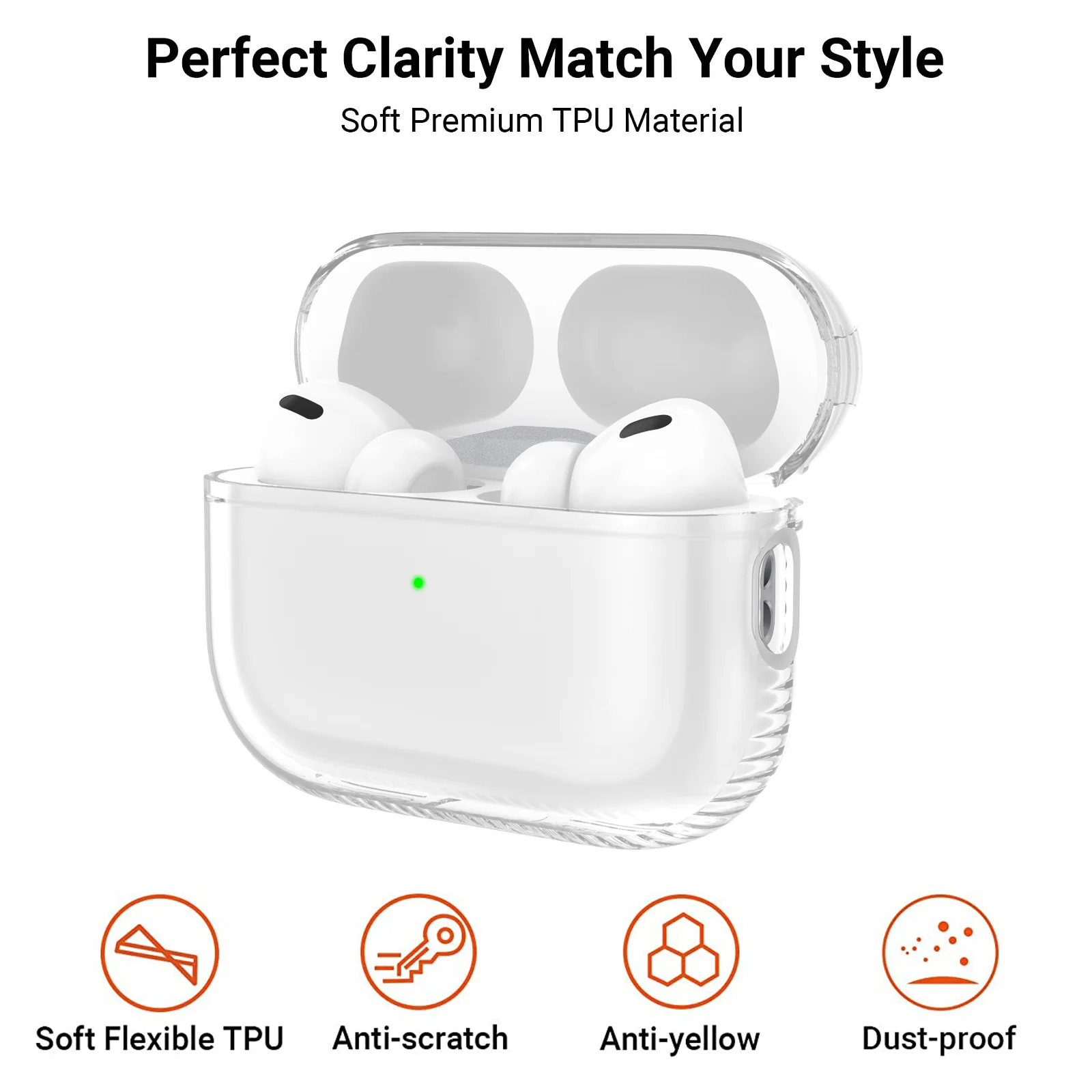 Transparent Protective Case Cover For Airpods Pro 2 Skin TPU Shockproof Case Cover Designed for Airpods Pro 2 2022 Earbuds