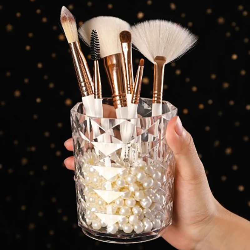 Cosmetic Storage Dustproof Makeup Brush Storage Bucket Cosmetic Brush Holder Cup Transparent Pen Holder For Dressing Table