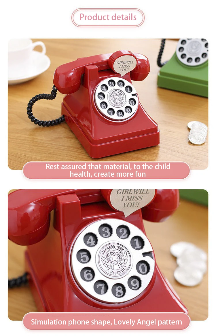 Kreative Niedliche Retro-Telefon-Spardose Geschenk für Jungen und Mädchen Fotografie-Requisiten Aufbewahrungsraum Foto-Requisiten Dekoration Geschenke – Detail 5