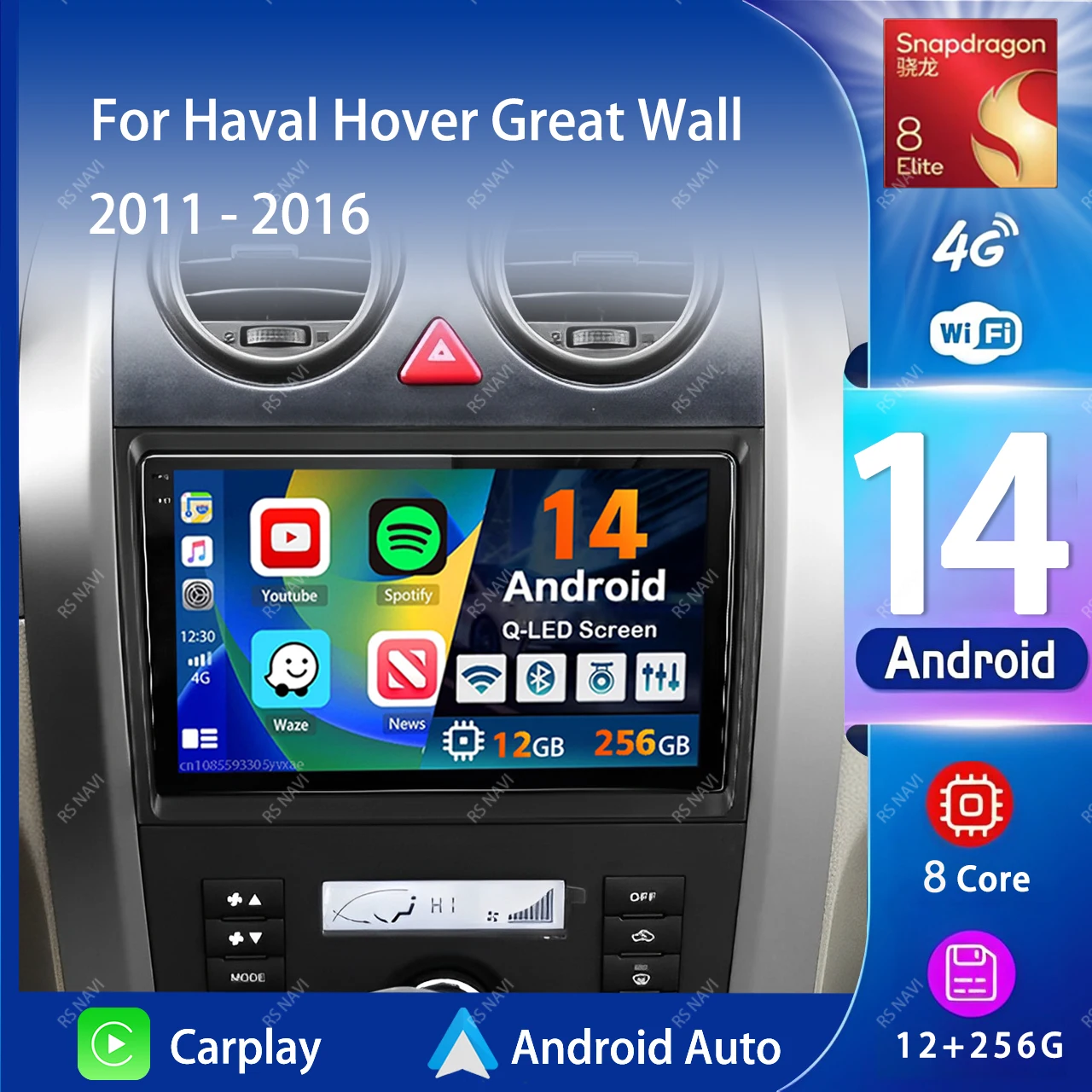 Android 14 Carplay Auto 2K Screen Car Radio Multimedia Player For Haval Hover Great Wall H3 H5 2011 - 2016 2din Autoradio Stereo