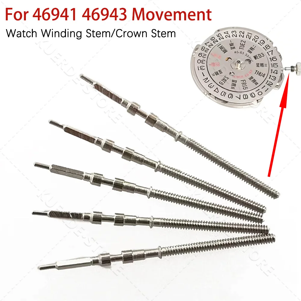 5Pcs Metal Watch Winding Stem/Crown Stem Replacement For 46941 46943 Movement Accessories Repair Parts Tools Fits Watchmakers