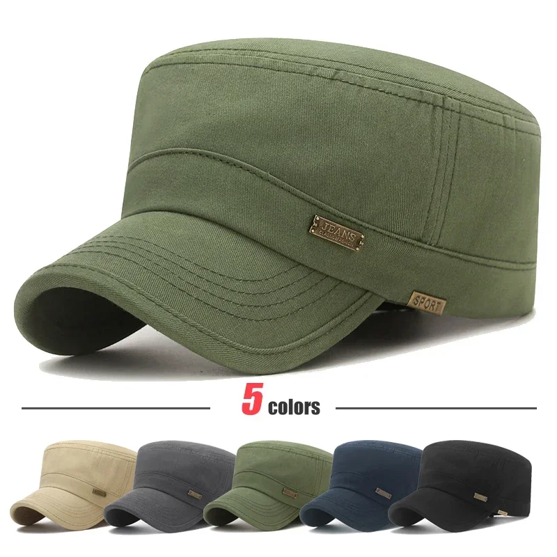 Chapéus snapback de algodão para esportes ao ar livre, boné de beisebol, boné de cadete militar plano, estilo clássico, estilo casual, nova moda