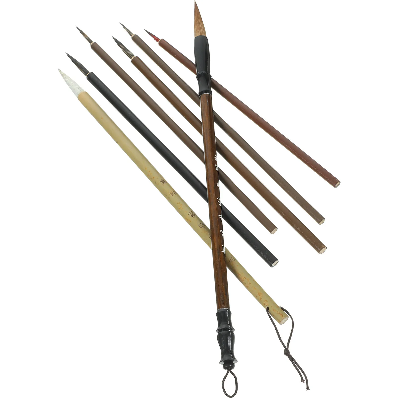 

7Pcs Chinese Calligraphy Brush Set Fine Tip for Smooth Writing Traditional Ink Brush Art Painting Tool for Beginners