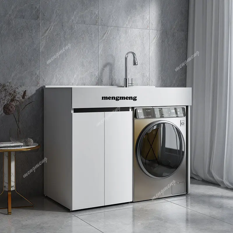 Modern Premium Honeycomb Aluminum Cabinet Nordic Creative Balcony Laundry Cabinet Sink Washer Combo Bathroom Furniture
