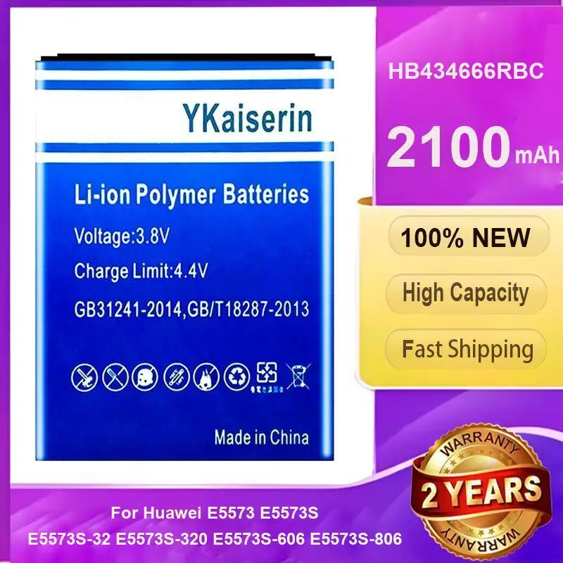 

High Performance HB434666RBC For Huawei E5573 E5573S E5573S-32 E5573S-320 E5573S-606 E5573S-806 Mobile WI - FI Battery 2100mAh