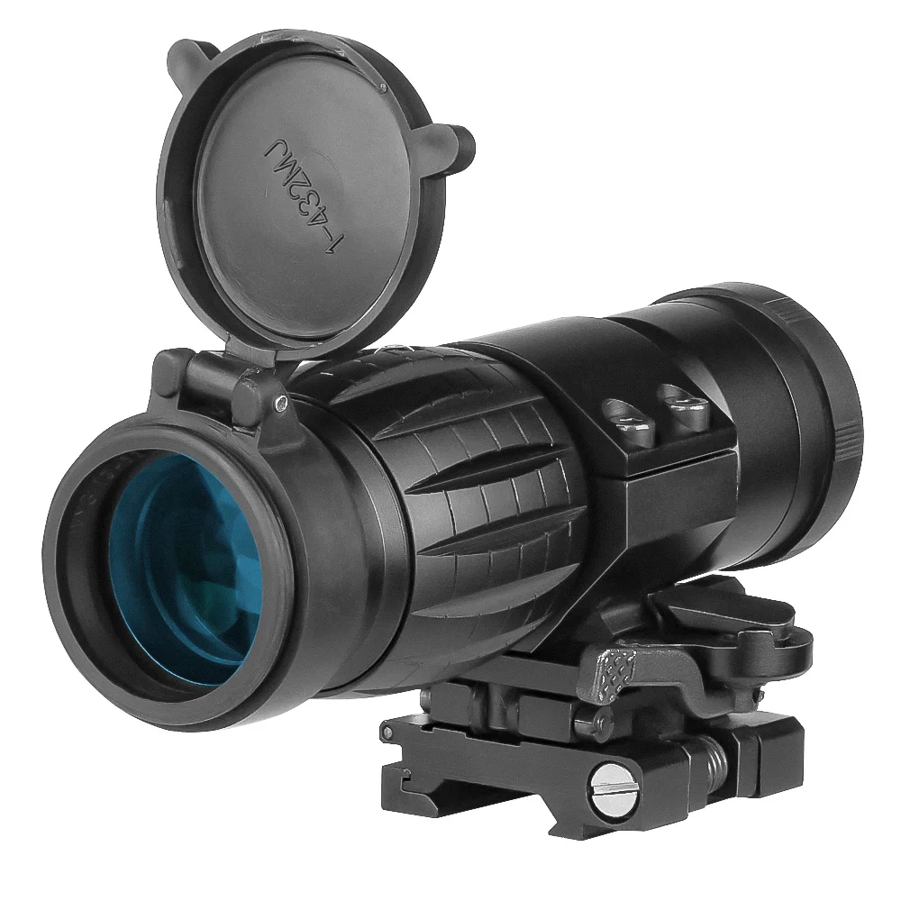 Rifle Scope Sight 3x Magnifier Flip-to-Side Tactical Optic Red Dot Compatibility, Durable Aluminum Build, and Quick-Install Base