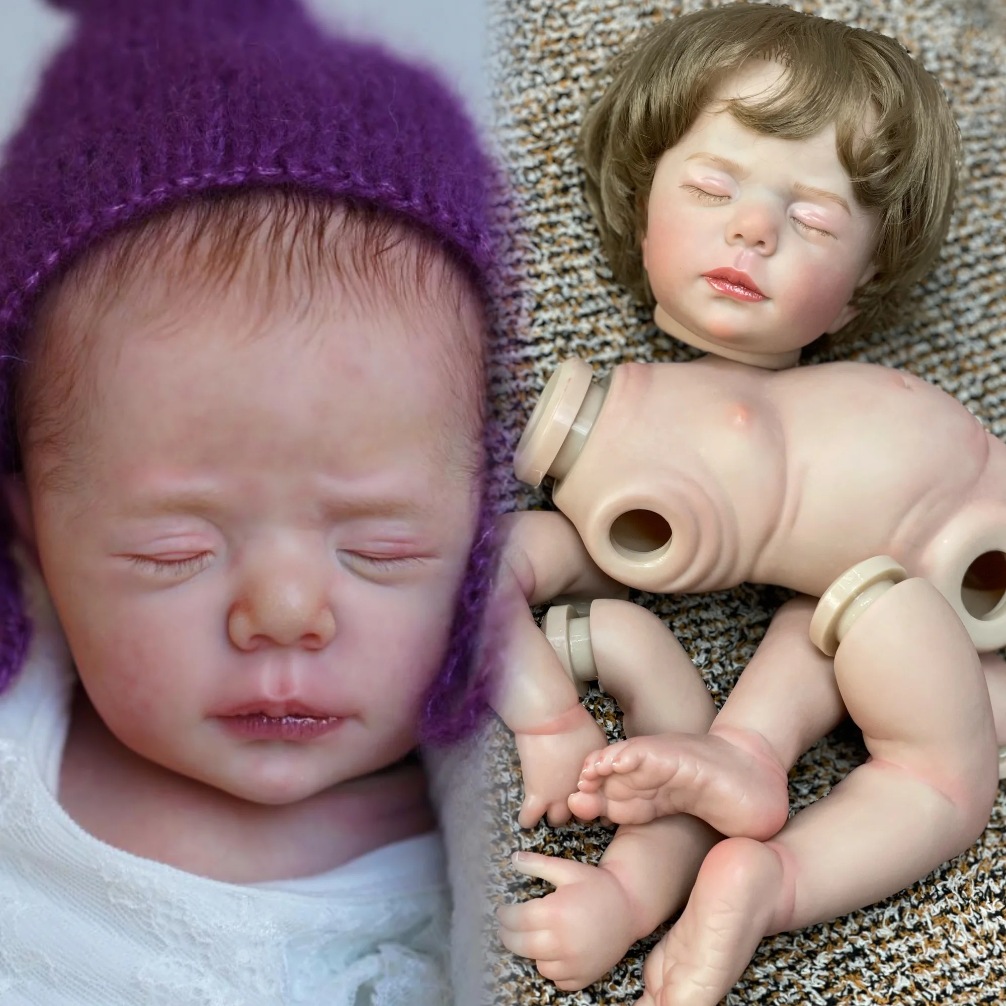 45CM Vinyl Girl Luise Bebe Reborn Dolls Handmade Painted Unfinished DIY Newborn Baby Doll Vinyl parts Accessories Muñecas Reborn