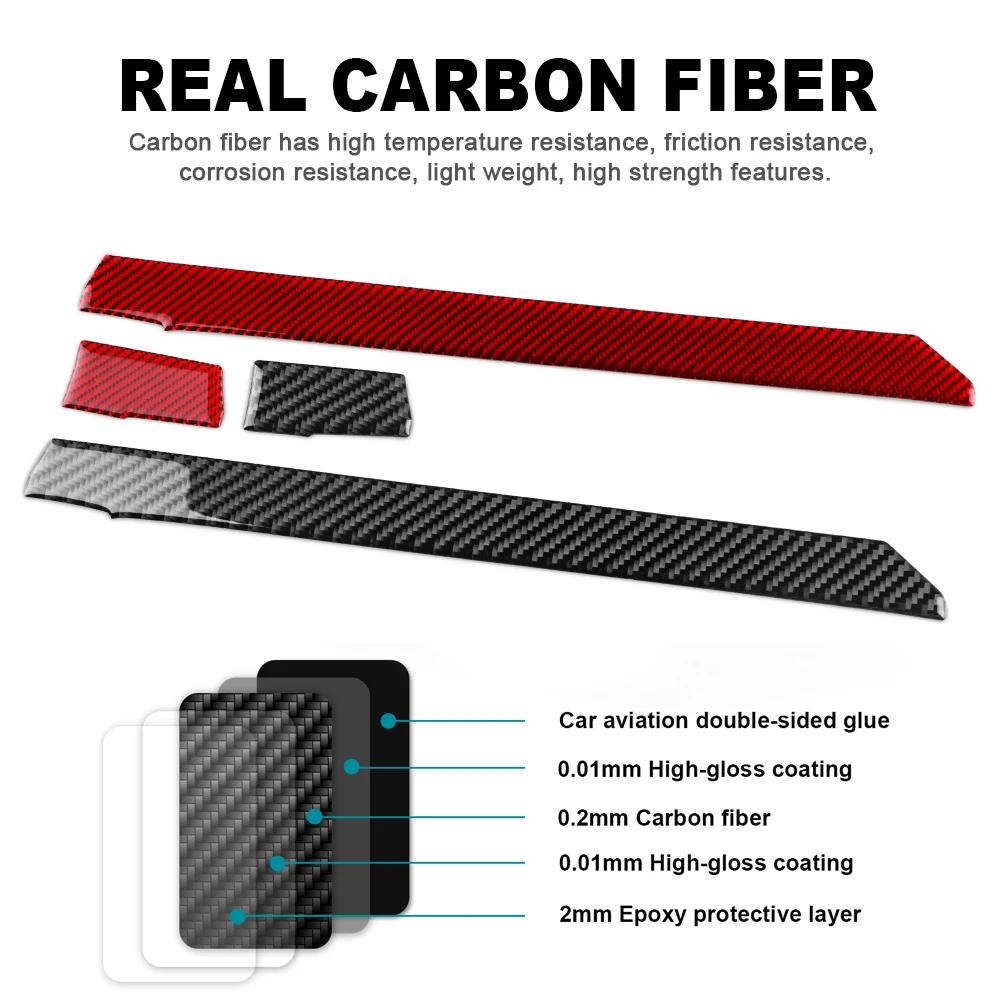 Real Soft Carbon Fiber Sticker For Toyota Corolla 2019 2020 2021 2022 2023 2024Co-pilot Strip Panel RHD LHD Interior Accessories