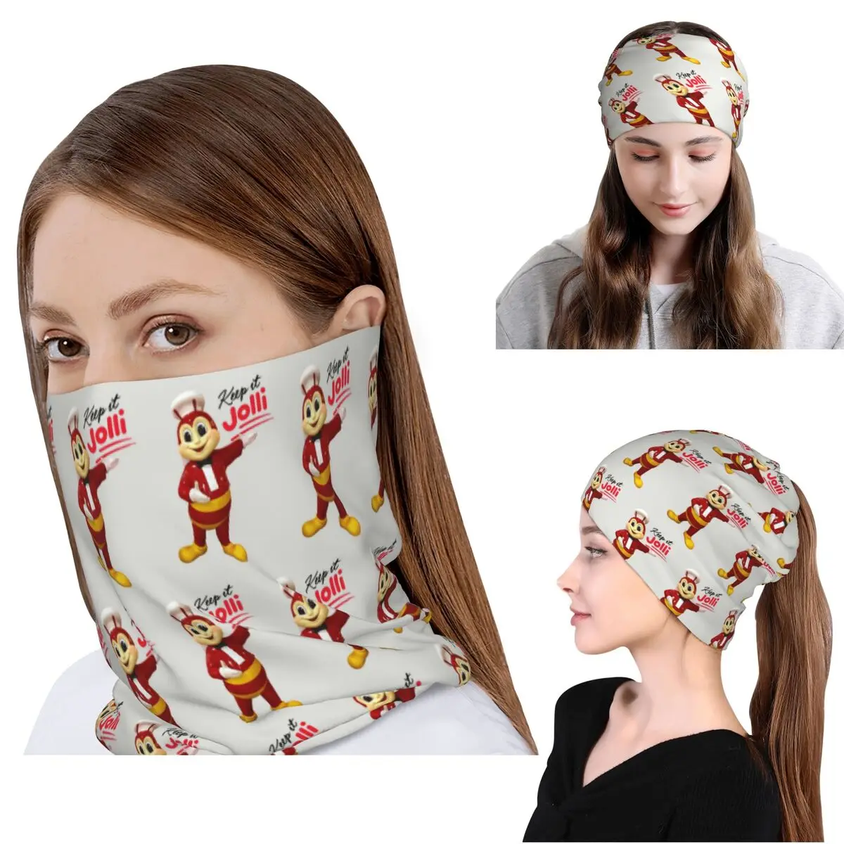 Jollibee Bandana-Halstuch, Maske, Schal, warmes Stirnband, Mütze, Unisex, für Erwachsene, waschbar