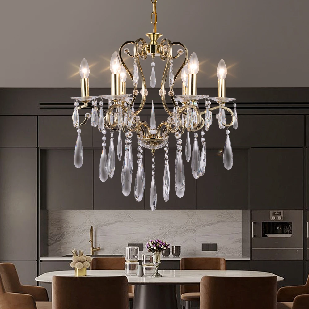 European Candle Crystal Led Chandelier Light For Kitchen Dining Room Living Room Bedroom Crystal Pendant Lamp Chandeliers