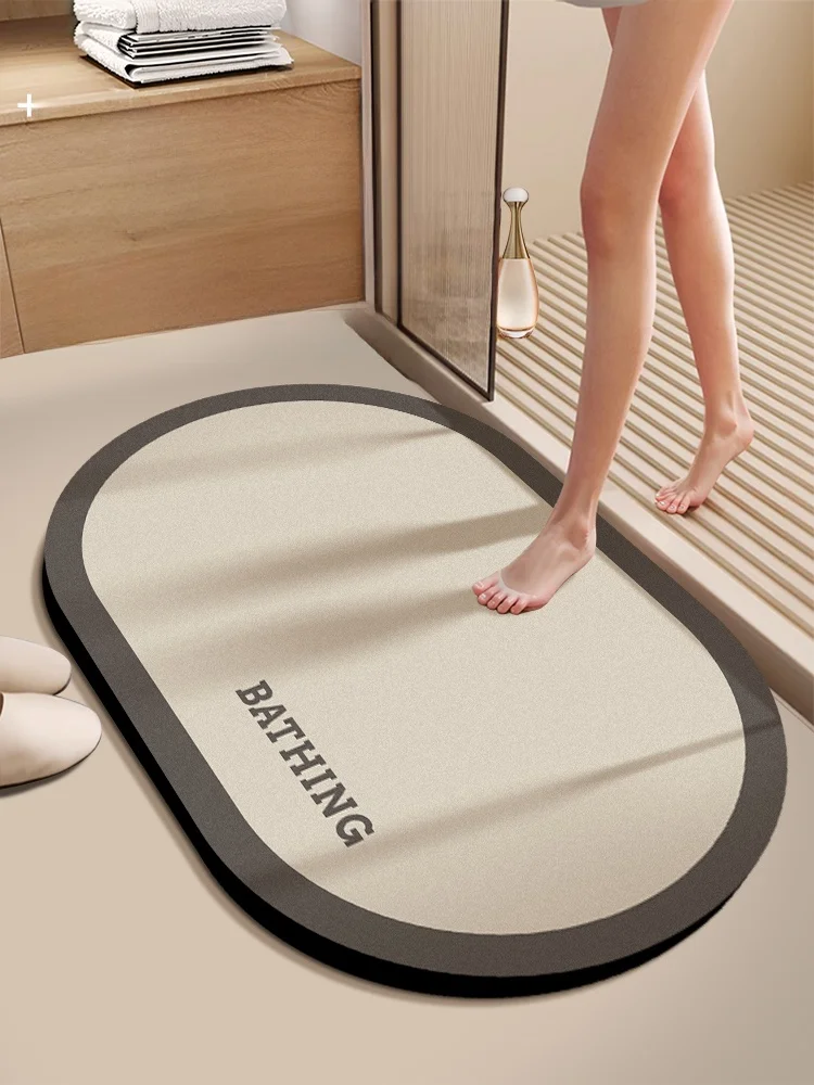 

No-Brand Batoom Mat Silicone Mud Anti-Slip Water Absorbent Toilet Wasoom Qui Dry High Quali Simple Sle hine Weave