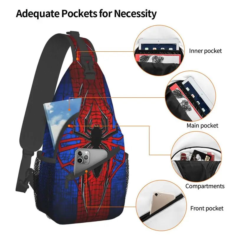 Personalized Spider Man Sling Bag Men Cool Shoulder Chest Crossbody Backpack Traveling Daypack