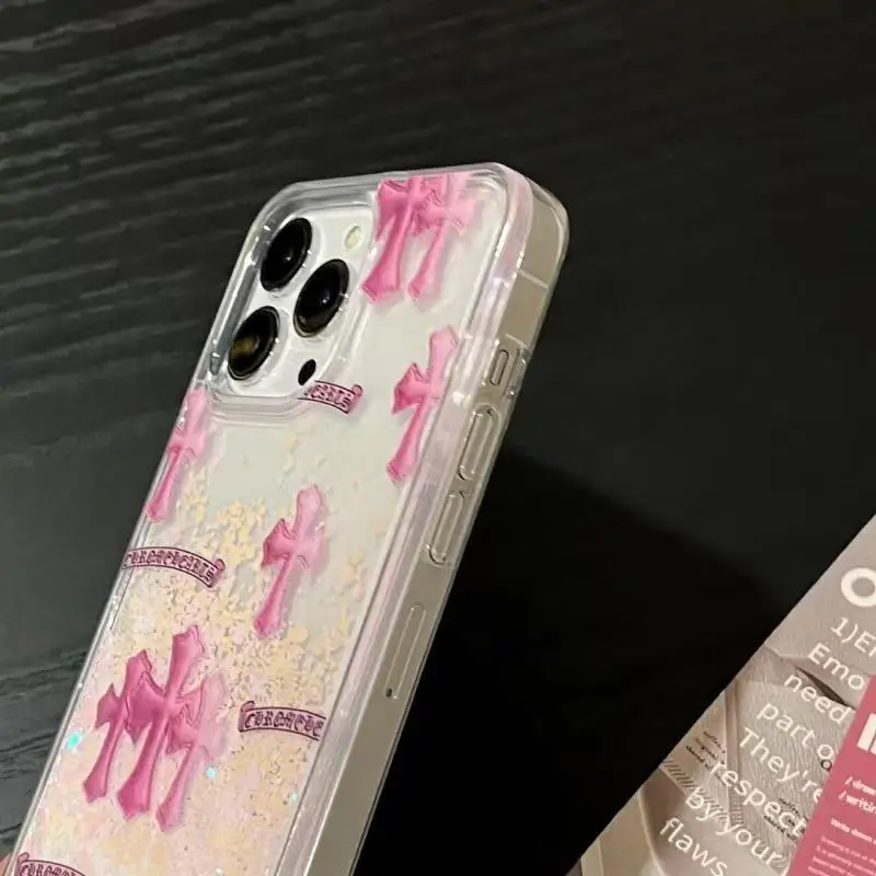 

For Iphone14 New fashionable transparent quicksand phone case 14 13 11 12 Pro 13 Pro MAX Designpink plus sign Covers