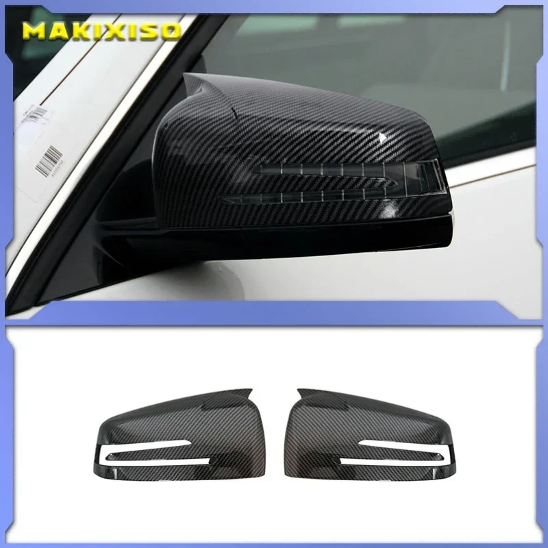 

2 pcs For Mercedes-Benz W204 E W212 W176 W246 CLS C218 GLA X156 ABS Carbon Fiber Gloss Black Rear view Mirror Covers CAPS