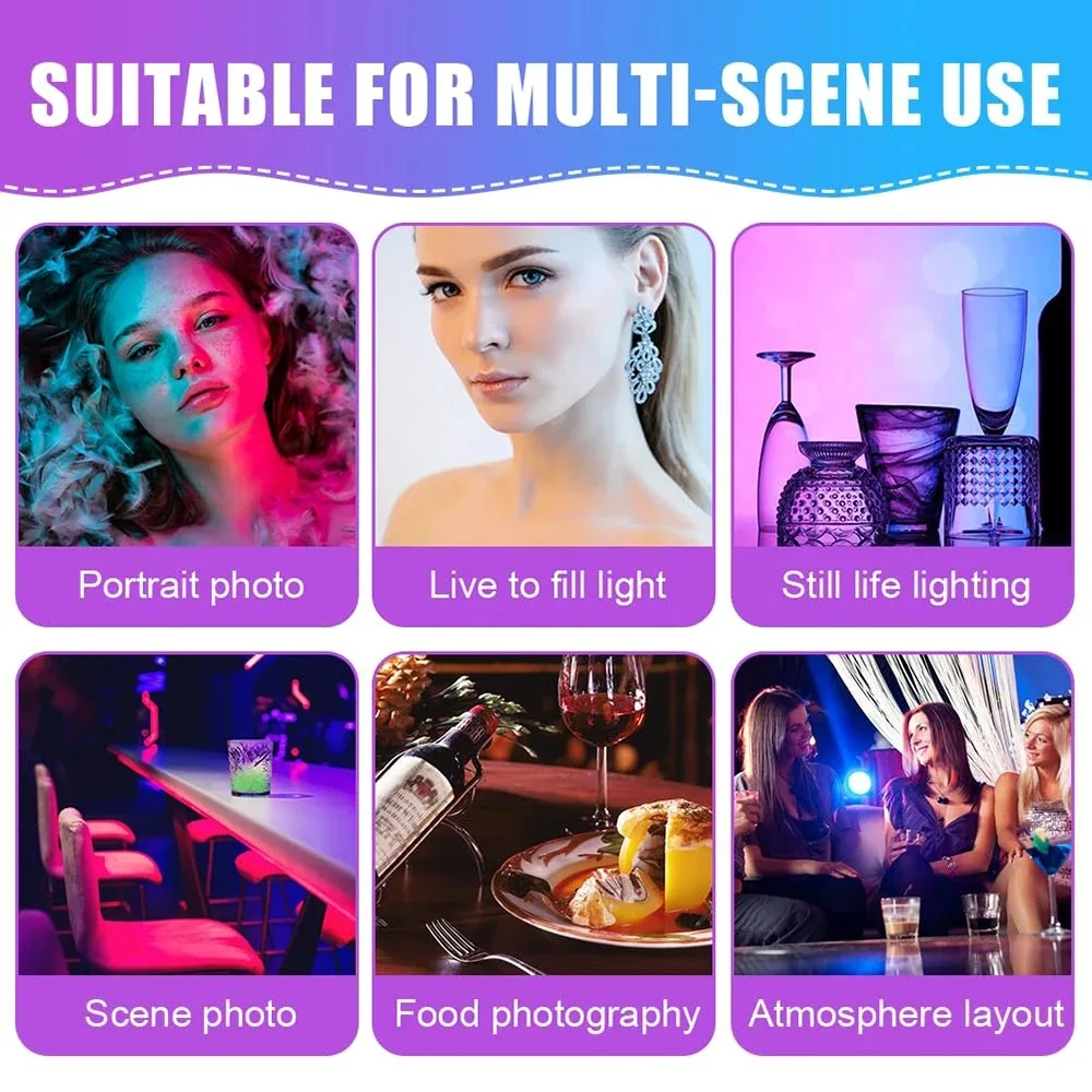 Mini RGB LED Square Soft Light Fill Photography for Insta360 Ace Pro Gopro DJI Action 4 Cameras Phone Selfie Live Streaming Vlog