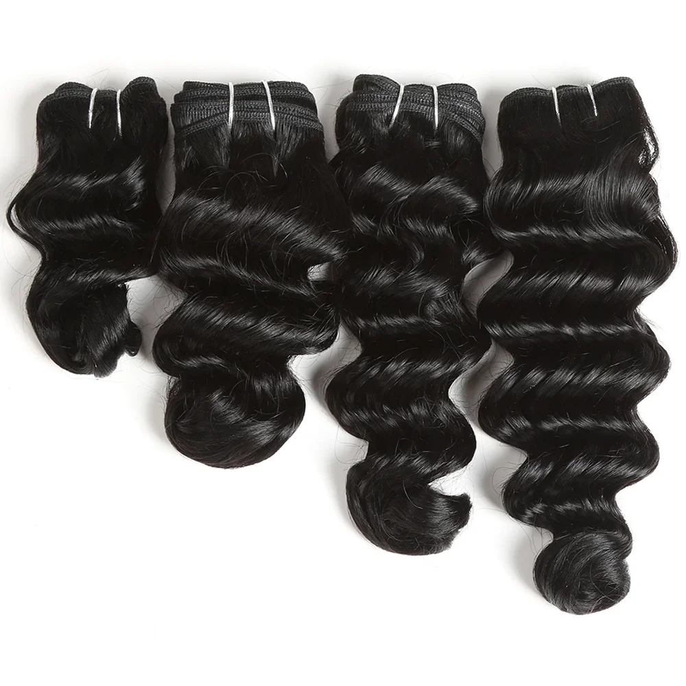 4 Pcs Pack Sale Loose Wave Brazilian Hair Weave Bundles 8-14 Inch Human Hair Bundles For Women 190Gram