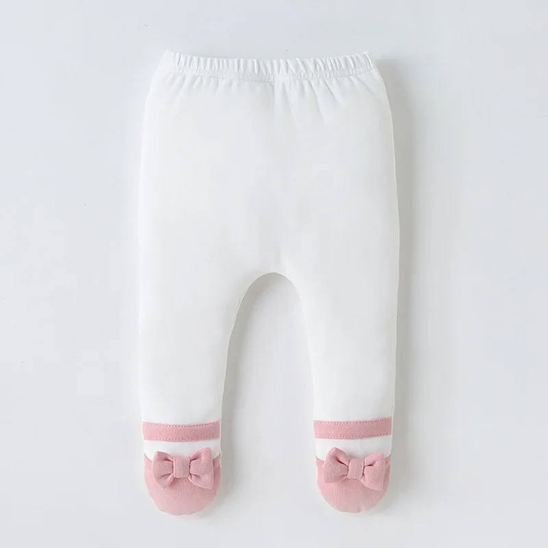 0-18M Baby Girl Pant with Footies Heart Trousers Newborn Infant PP Pant Toddler Girl Clothes Elastic Waist Kid Legging A1119