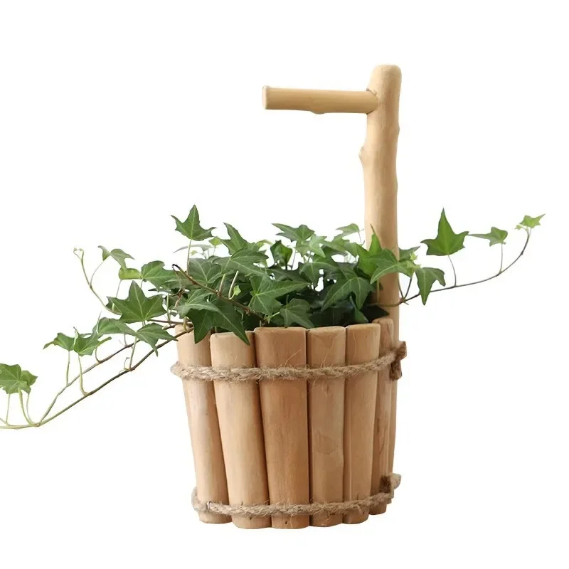 

Log handmade flower pot, simple and personalized indoor potted plants are small and fresh, and home green plant pot