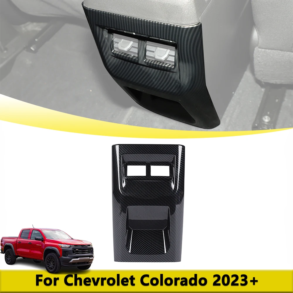 

Back Seat AC Vent Panel Decoration Cover Trim for Chevrolet Colorado 2023 2024 2025 Carbon Fiber Look Interior Accessories ABS