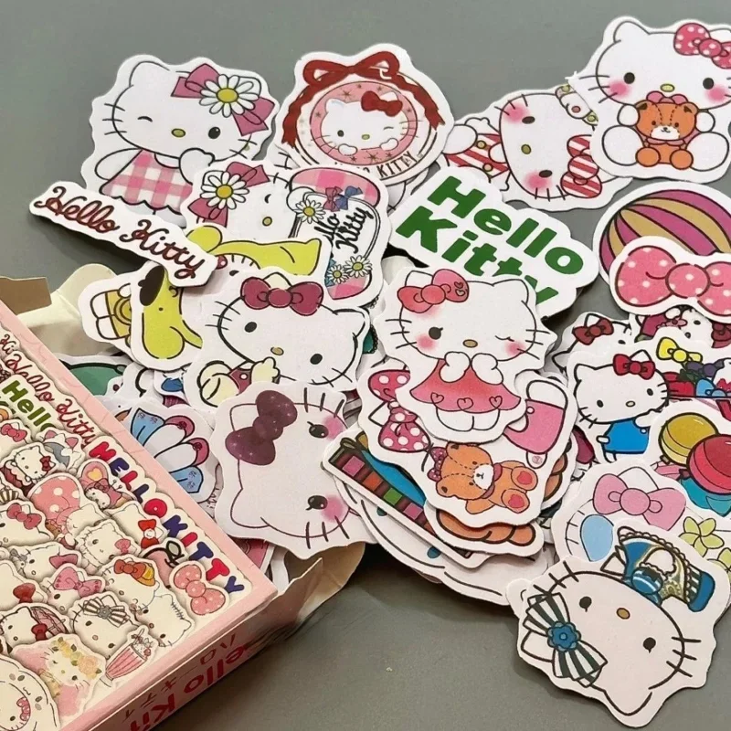 8 Style Kawaii Sanrio Hello Kitty Stickers Anime Ins Gift Box Pattern Sealing Stickers Cinnamoroll Decoration Stationery Sticker