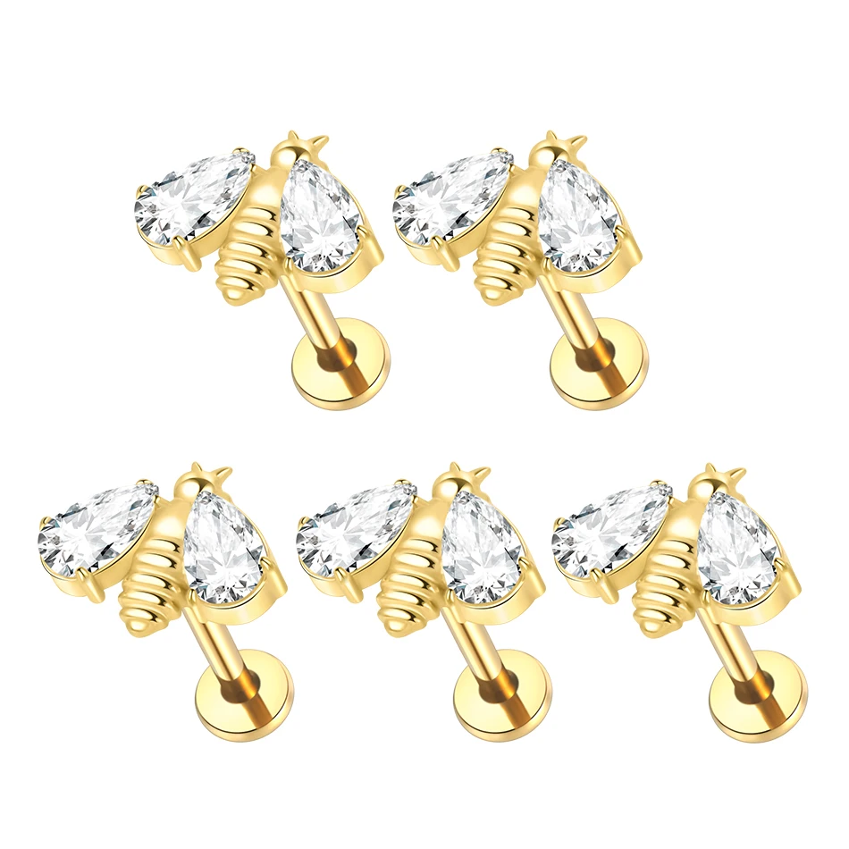 1Pc G23 Titanium Ear Cartilage Helix Daith Piercing Tragus Stud Earrings for Women Internal Thread Labret Piercing Lip Ring 16G