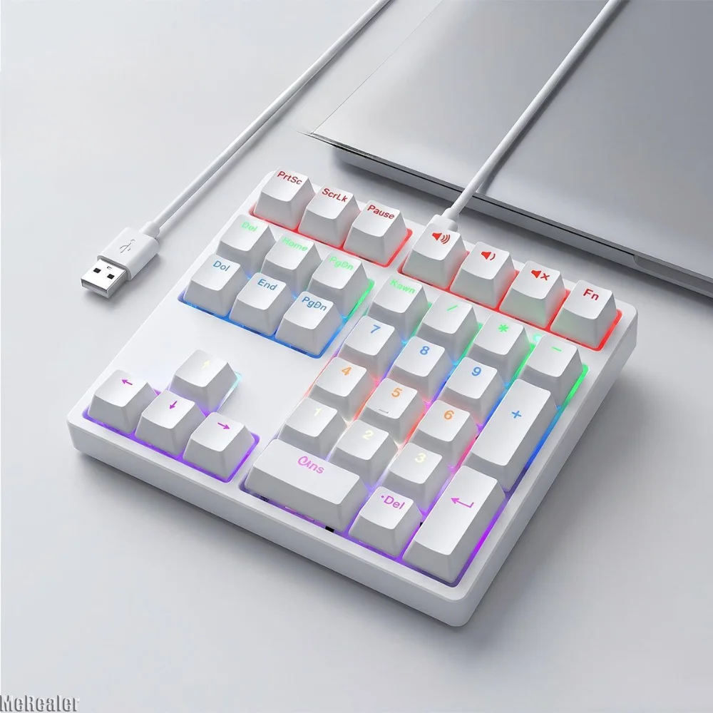 K33 33 Keys Wired Mechanical Numeric Keypad with Multi-Color Backlight for Laptops, Financial and Business Office Use