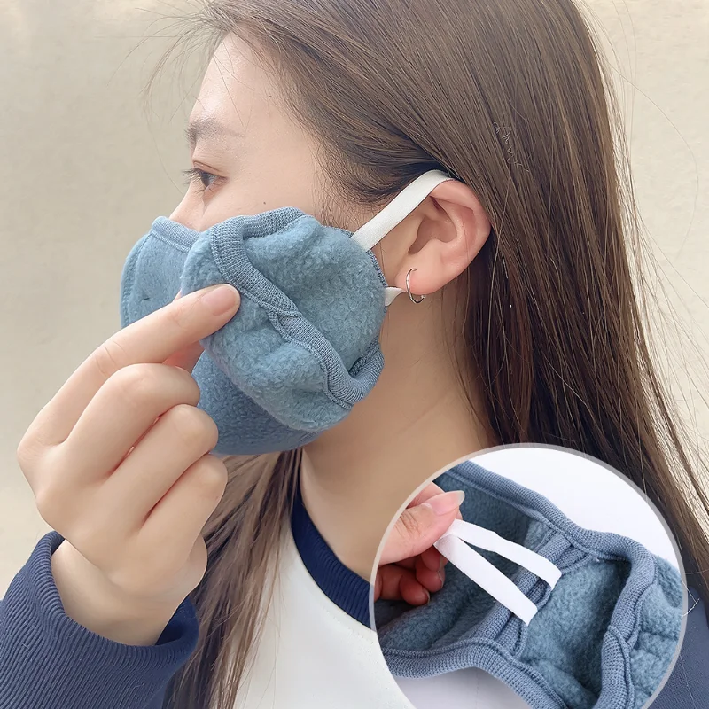 2 In 1 Winter Warm Mask Earmuffs Autumn Winter Keep Warm Cold Resistance Windproof Breathable Thicken Plush Riding Outdoor Wear