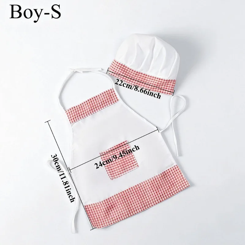 Red Gingham Baby Chef Costumes Newborn Photography Props Heart Apron Hat Sets Cute Infant Baker Outfits Studio Accessories view 5
