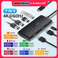 Lemorele 4K USB-C Hub 7 Ports Docking Station USB Hub Adapter USB C to Dual HDMI 4K@60Hz for Windows MacBook Air Laptop
