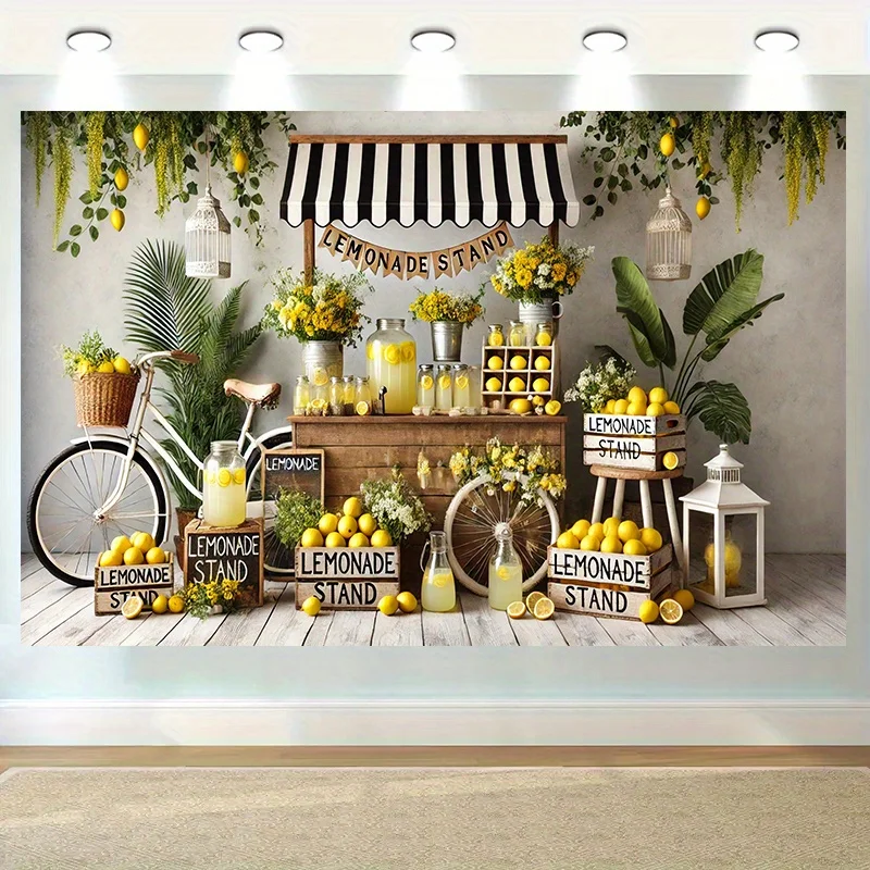 1 fondo de soporte de refresco de limón, versátil para bodas, cumpleaños y aniversarios.