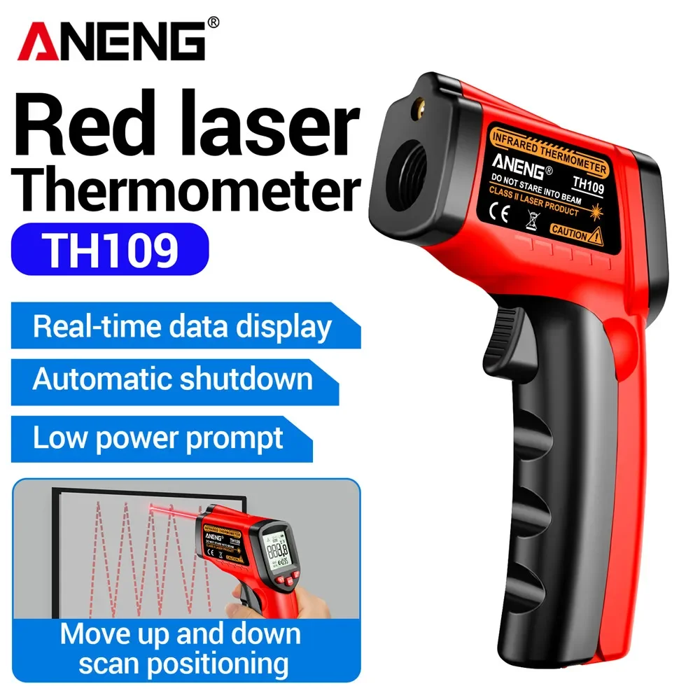 Termômetro infravermelho digital inteligente ANENG TH109 -50 ~ 400 ℃   Medidor de temperatura sem contato com display LCD Testadores de pirômetro e higrômetro