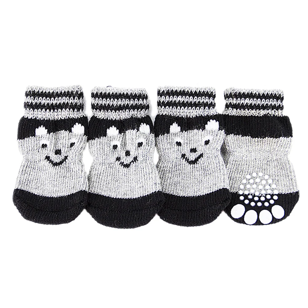 

4Pcs Pet Non-Slip Cotton Socks Cartoon Prints Size Xl Protect Paw Cold Snow Ice Salt Keep Clean Dog Cat Puppy Socks