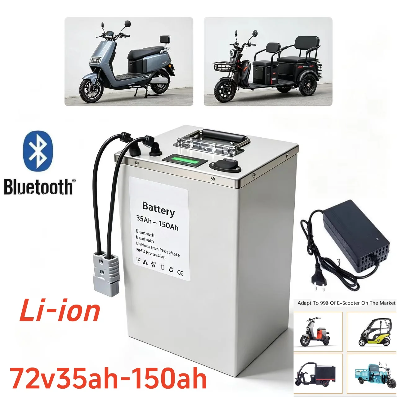 20S 72V 35Ah 45Ah 55Ah 70Ah 80Ah 100Ah 120Ah Lithium Ion Li-ion Battery with Bluetooth BMS 1000W 2000W 3000W 5000W 6000W