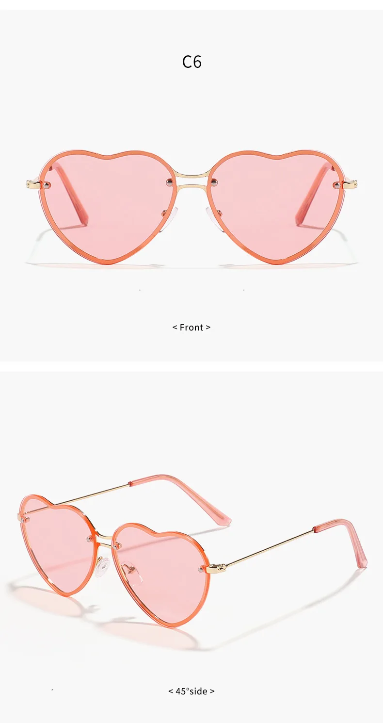 Neue Vintage Runde Sonnenbrille für Damen und Herren Marken-Sonnenbrillen Herzförmige Brillen für Männer und Frauen – Detail 11
