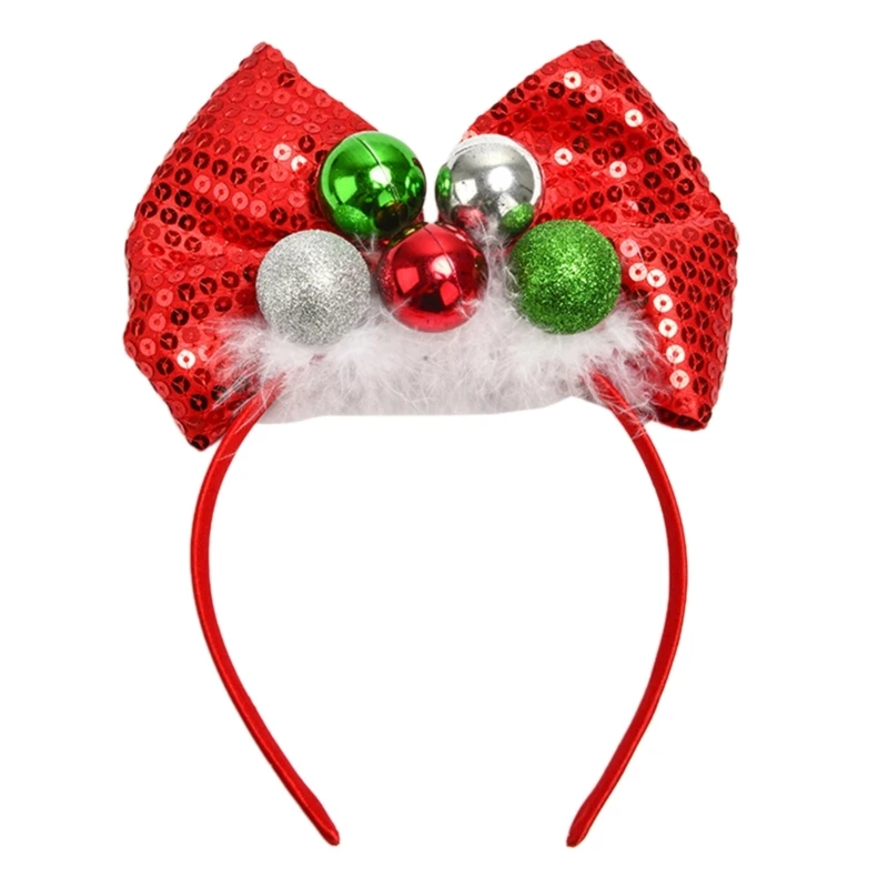 

Red Sequins Bowknot Shape Headband Fashion Headwear Multipurpose Christmas Party Performances Hair Hoop for Woman