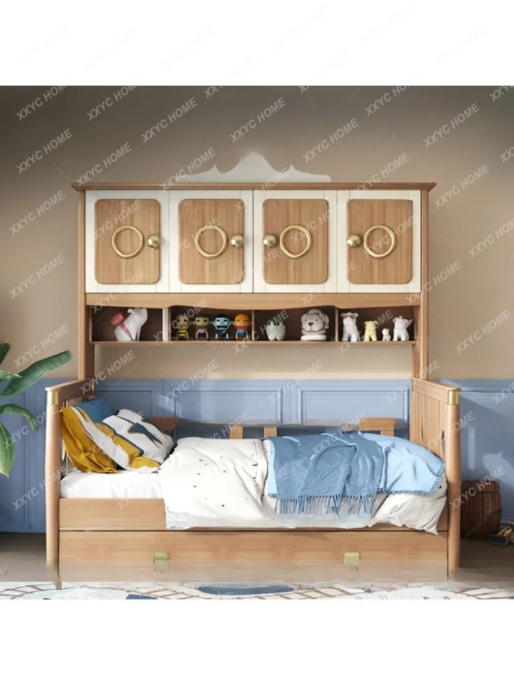 Children's Bed All Solid Wood Bed with Wardrobe Integrated Combined Bed Small Apartment Teenagers Red Sandalwood Single Bed