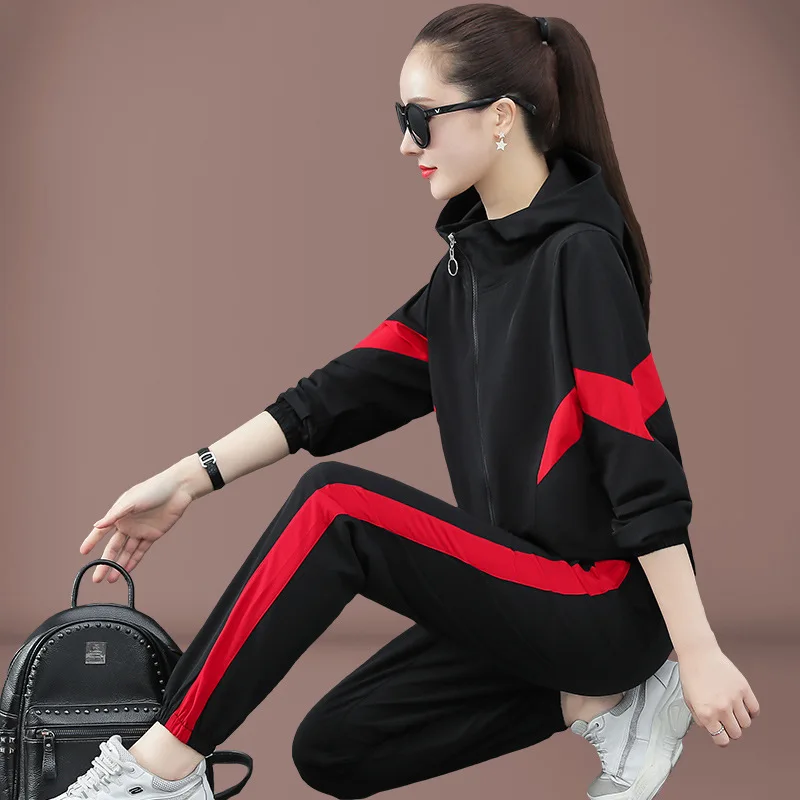 Plus Size Women Tracksuits Outfit Korean Style Loose Hoodie Jacket Sweatshirt+pant Running Jogger Fitness Gym Workout Casual Set