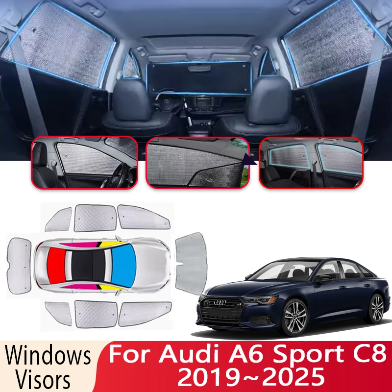 

Автомобильный солнцезащитный козырек для Audi A6 Sport C8 2019 ~ 2025 2020 2021, солнцезащитный козырек на лобовое стекло, теплоизоляция, автомобильная Защита от солнца