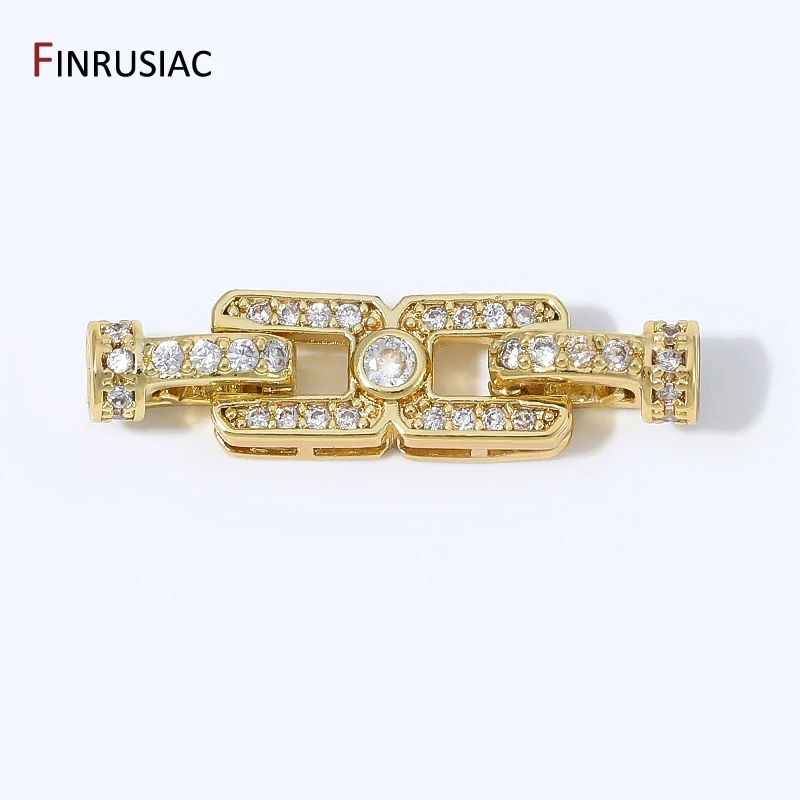 18K vergoldeter Messing-Vierkantrahmen-Perlenverschluss, Zirkon-Verschluss für DIY-Halsketten- und Armbandherstellung.