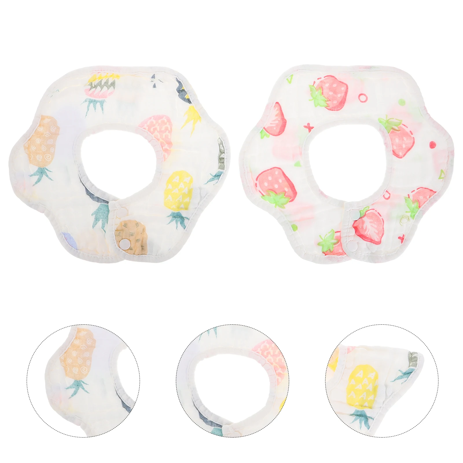 

2pcs Cotton Muslin Bibs Soft Petal Design Drool Bibs for Baby Boy Girl Teething Eating Adjustable Buttons Toddler Infant