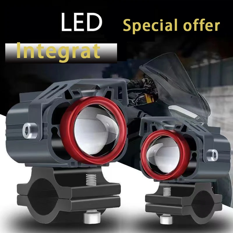 Led motorcycle headlights super bright spotlights high and low beams dual color white yellow spotlights Scooter driving 12V