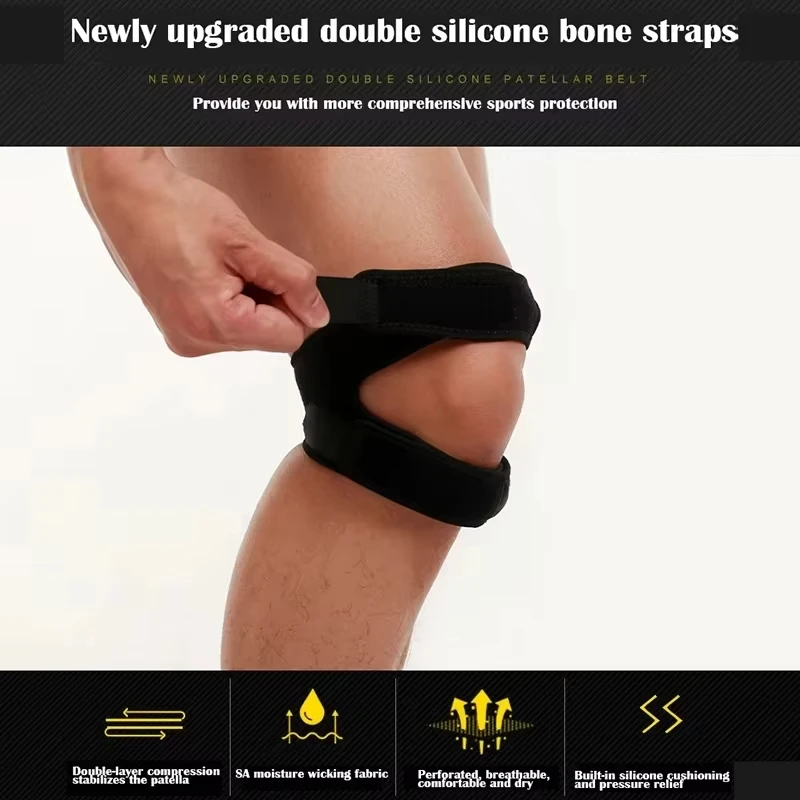 Knee Pain Relief & Patella Stabilizer Brace Adjustable Fitness Knee Strap Non-Slip Running Knee Patellar Fixation Strap