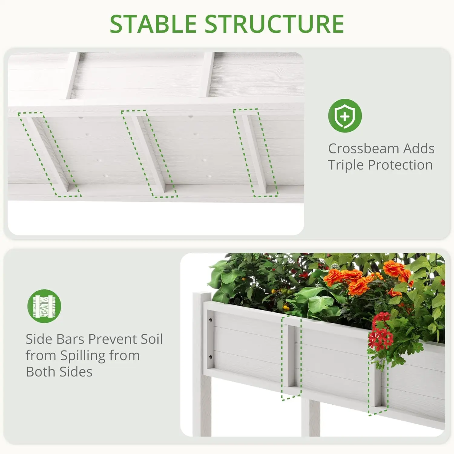 Raised Garden Bed with Tools, 47*18*29 in, Poly Elevated Planter Box with Legs And Storage Shelf, Weather Resistant, 3-Year Warr