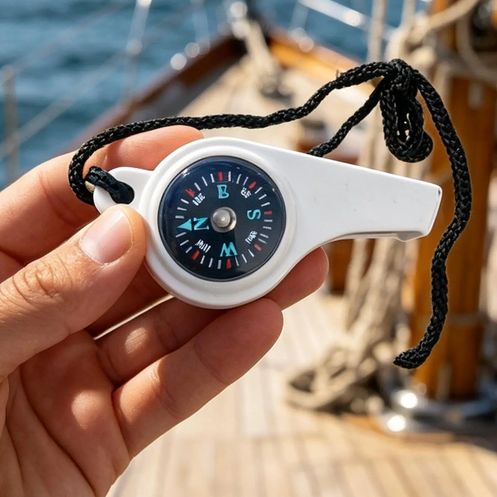 Survival Whistle 3 in 1 Outdoor Safety Gear Emergency Whistle with LED Compass Thermometer for Hiking Camping Backpacking