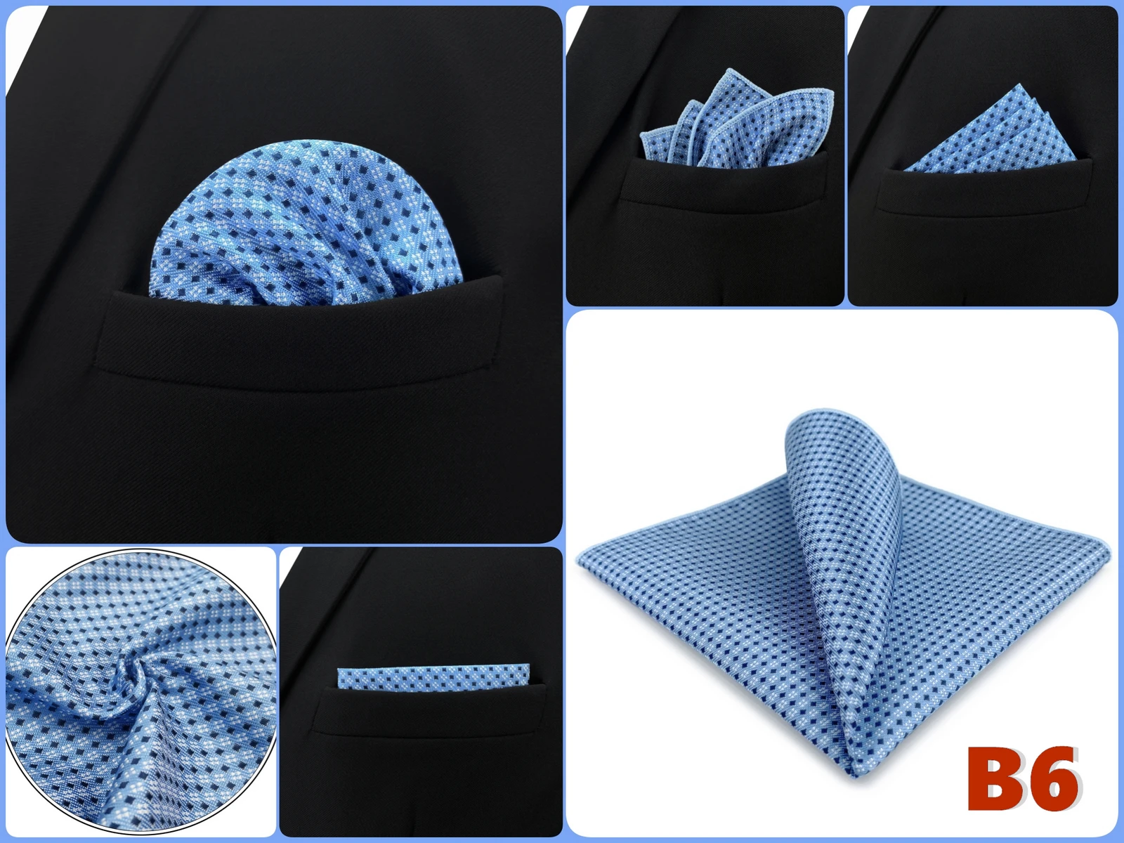 Pocket Square Handkerchief for Men Polka Dot Dots Plaid Check Checkered Suit Pocket Towel Hanky Mens Gift Wedding Business Party