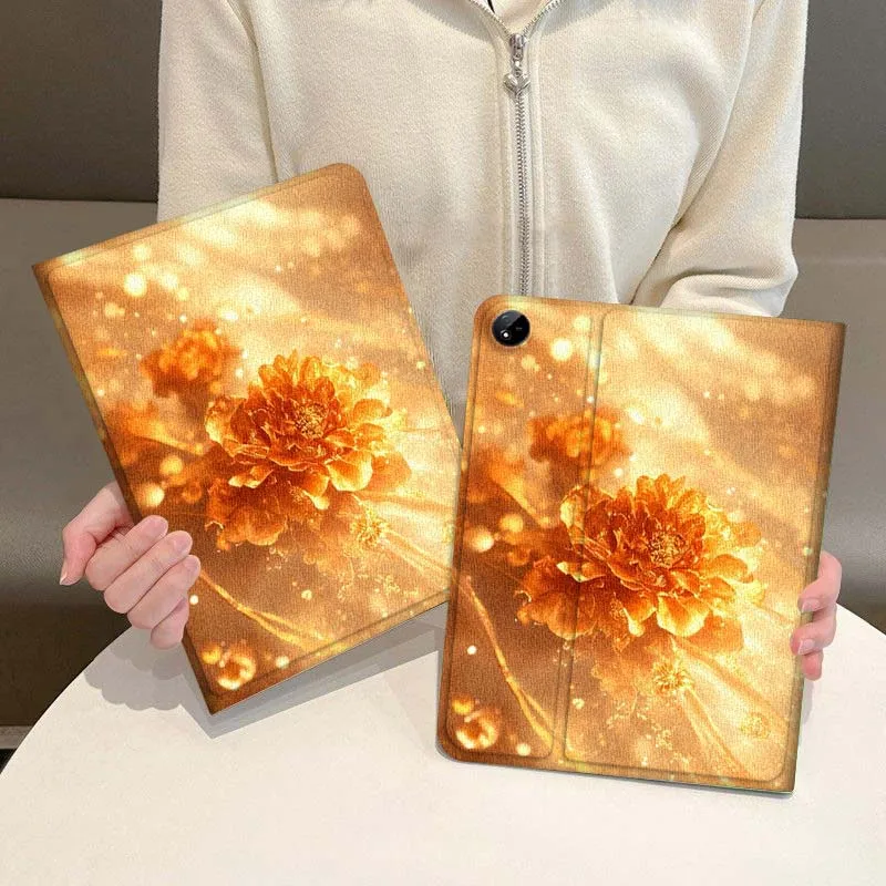 

Golden Flower Pattern Case For Vivo IQOO Pad2 Pad3 Pad5 Air SE Pro 12.1 12.3 13 11.5 11 inch Tablet