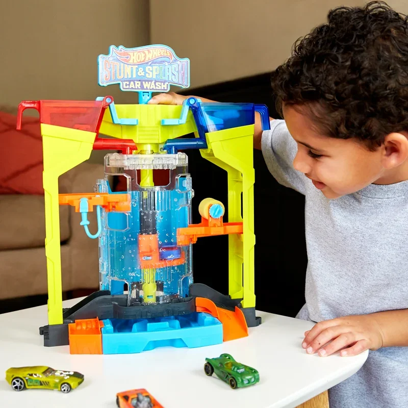 مسار ألعاب السيارات Hotwhells تغيير لون السيارة غسل السيارات عجلات ساخنة نموذج سبيكة الأطفال
